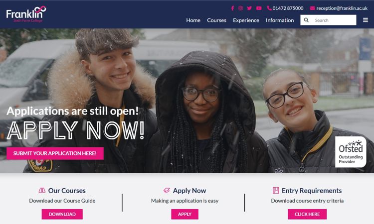 Screenshot of Franklin College's website.